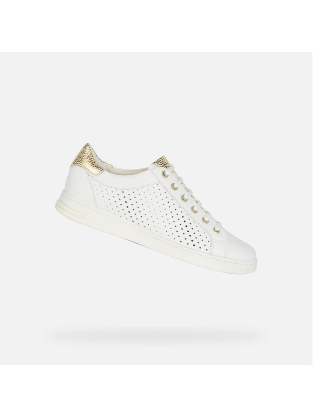 Geox Respira Jaysen 
Low Top Perfotated Sneaker White & Gold Women's Size 7.5